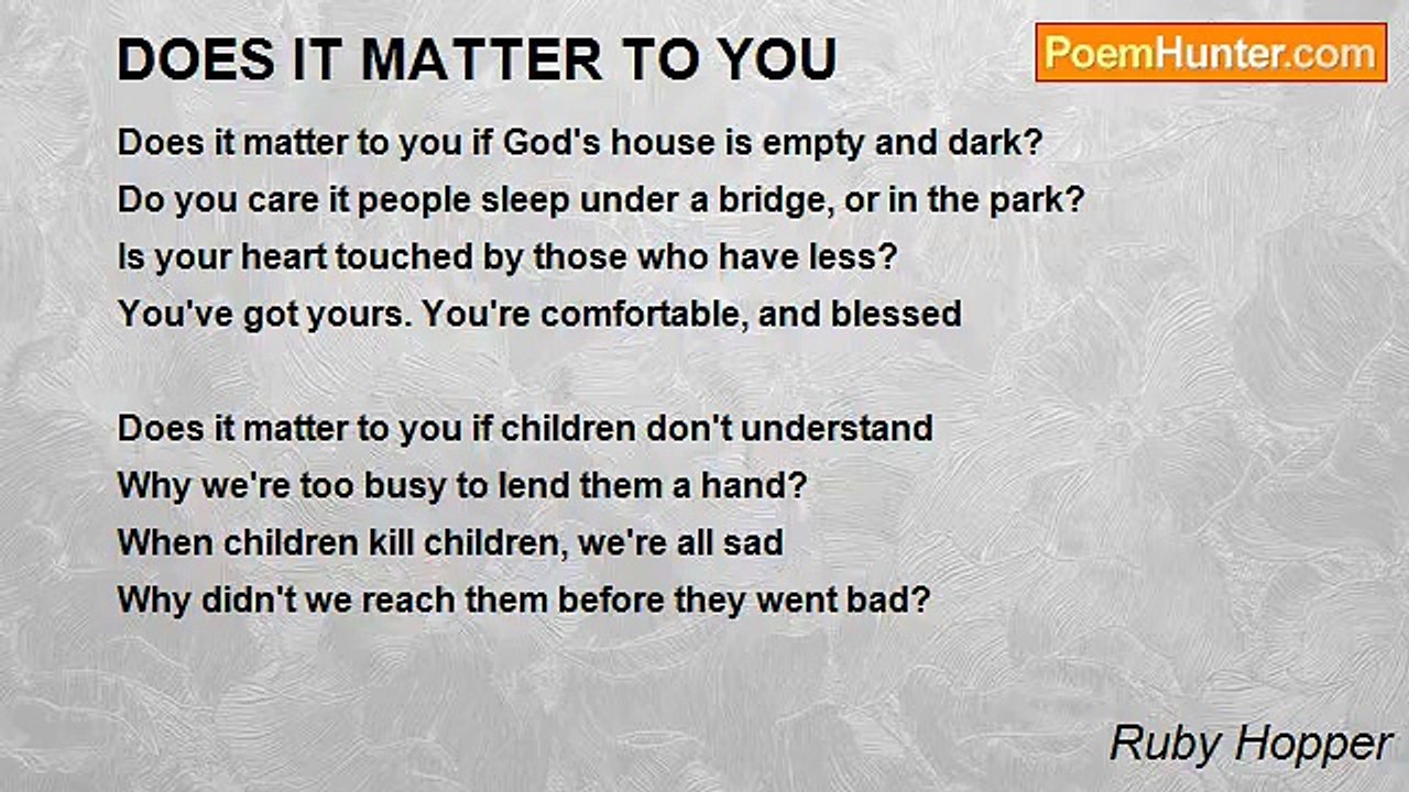 Ruby Hopper - DOES IT MATTER TO YOU