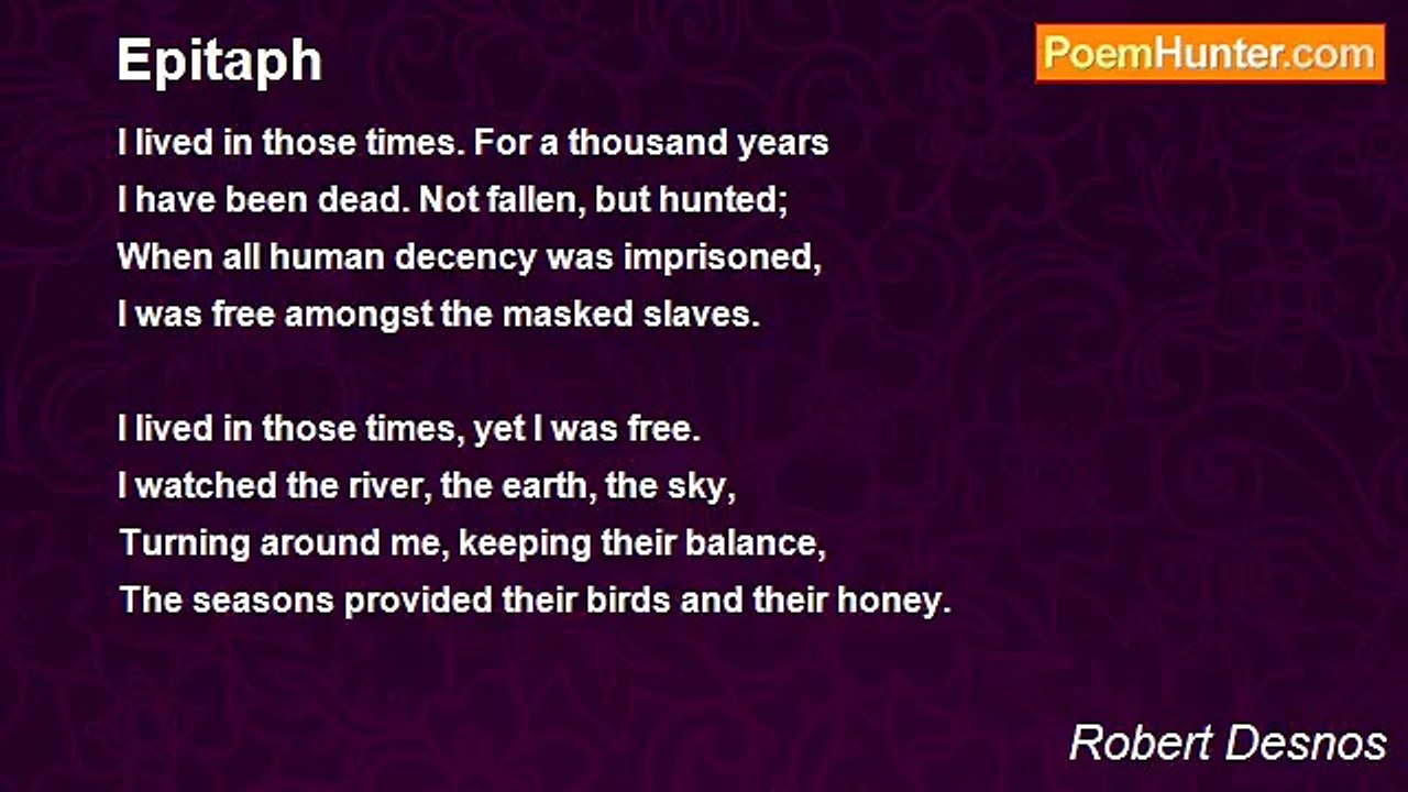 Robert Desnos - Epitaph