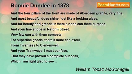 William Topaz McGonagall - Bonnie Dundee in 1878