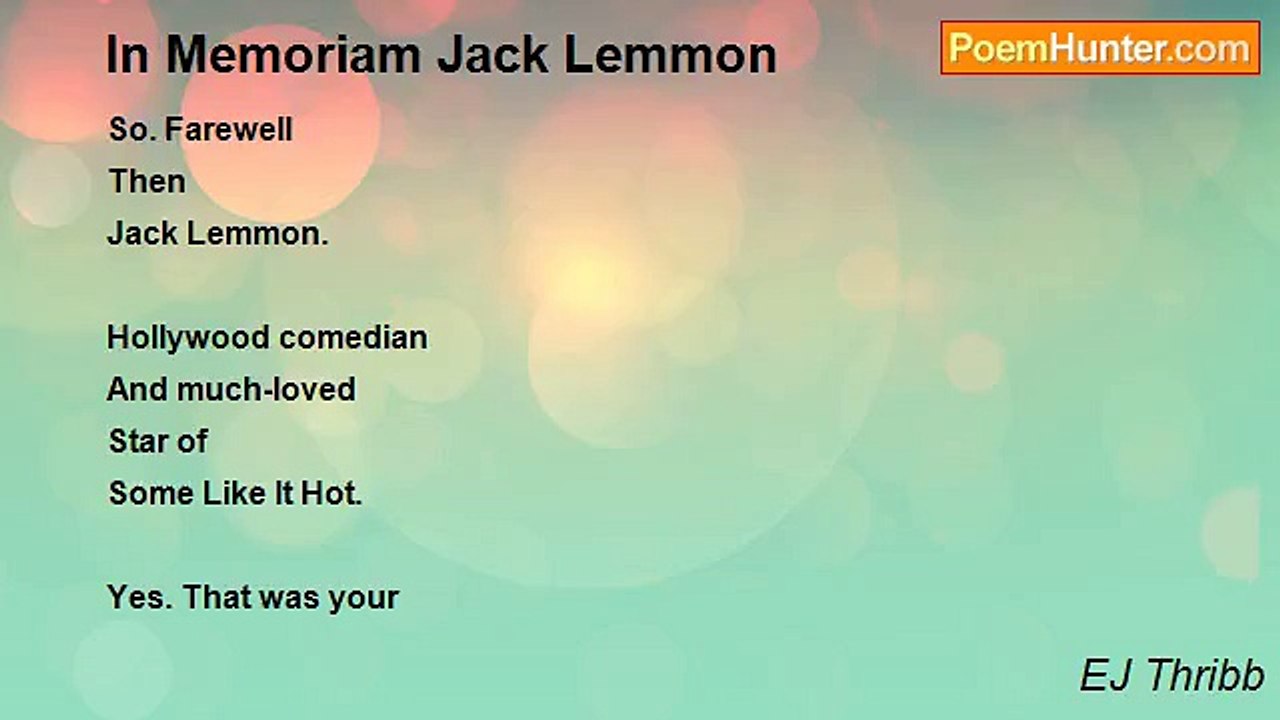 EJ Thribb - In Memoriam Jack Lemmon