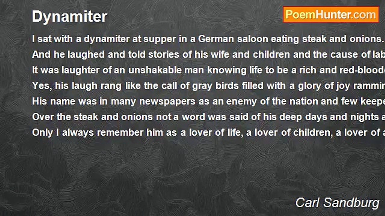 Carl Sandburg - Dynamiter