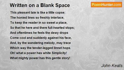 John Keats - Written on a Blank Space
