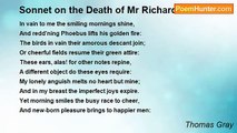 Thomas Gray - Sonnet on the Death of Mr Richard West