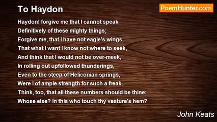 John Keats - To Haydon