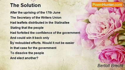 Bertolt Brecht - The Solution