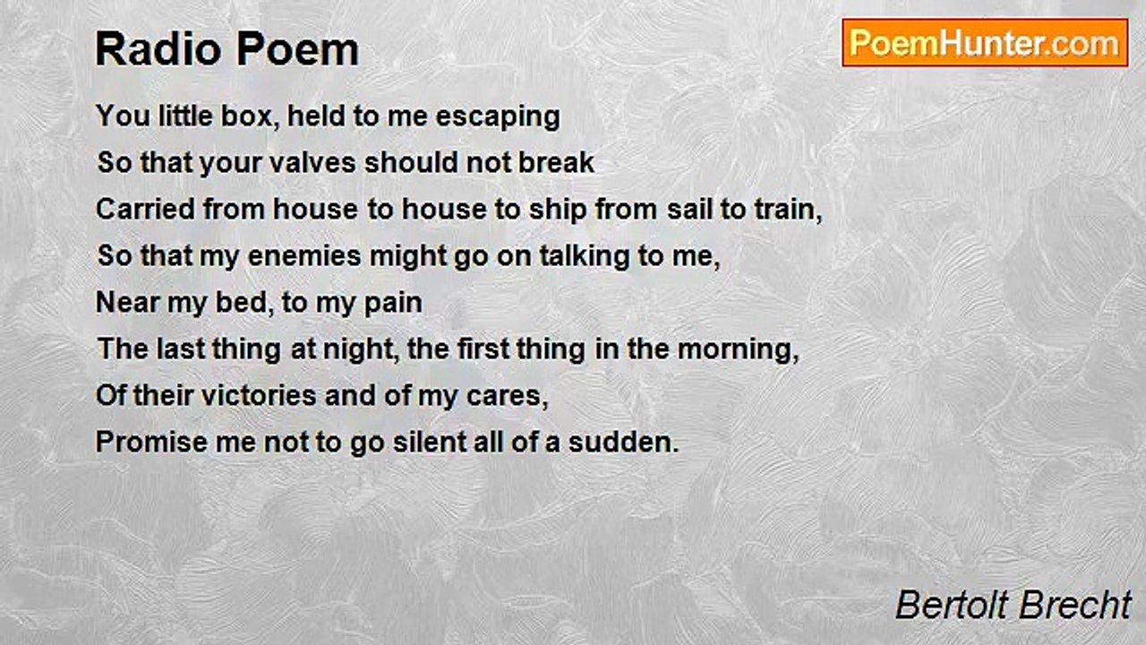 Bertolt Brecht - Radio Poem