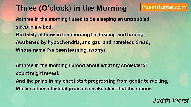 Judith Viorst - Three (O'clock) in the Morning