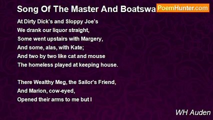 WH Auden - Song Of The Master And Boatswain