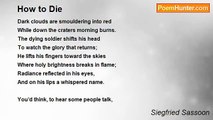 Siegfried Sassoon - How to Die