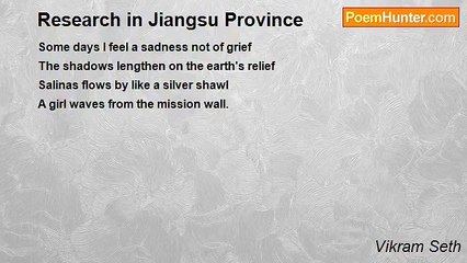 Vikram Seth - Research in Jiangsu Province