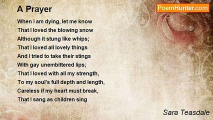Sara Teasdale - A Prayer