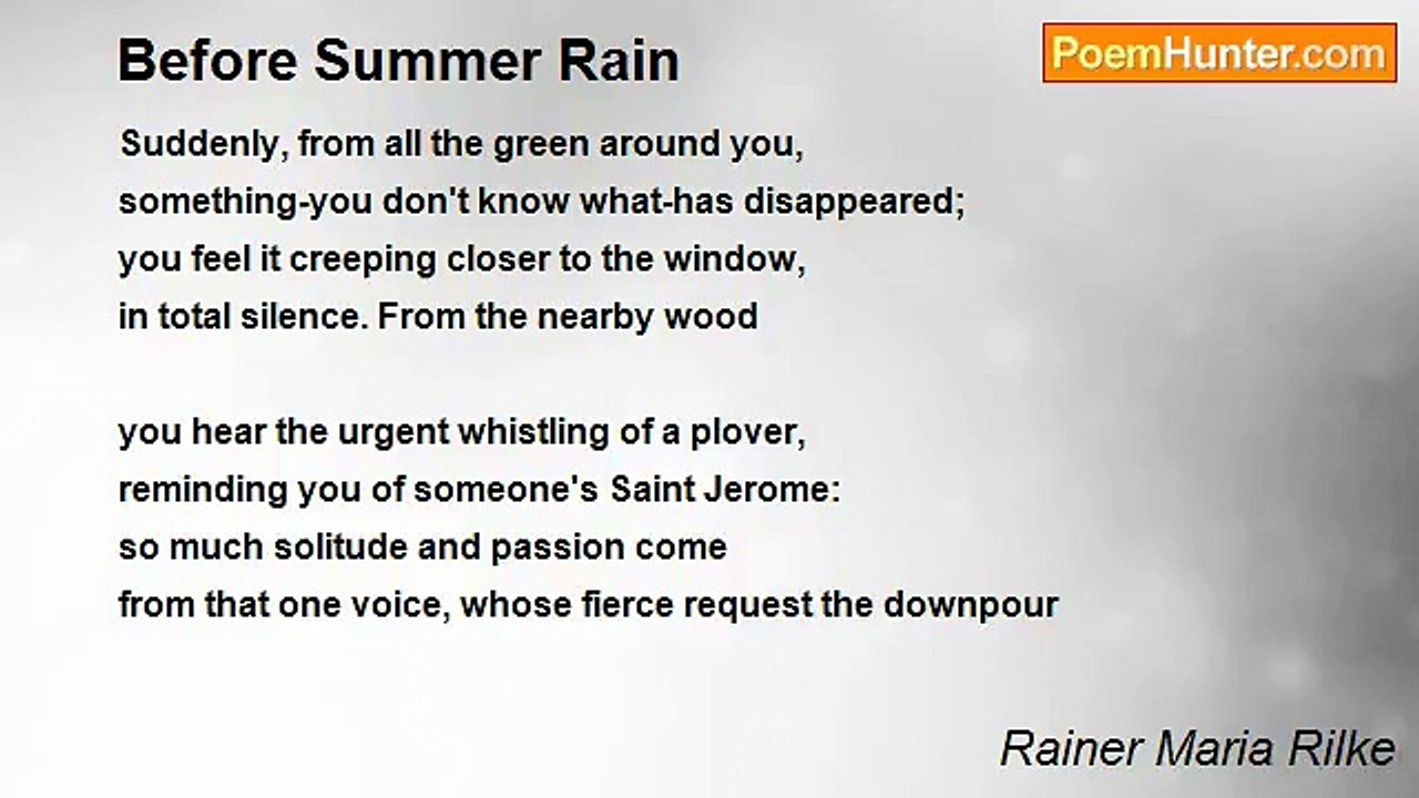 Rainer Maria Rilke - Before Summer Rain