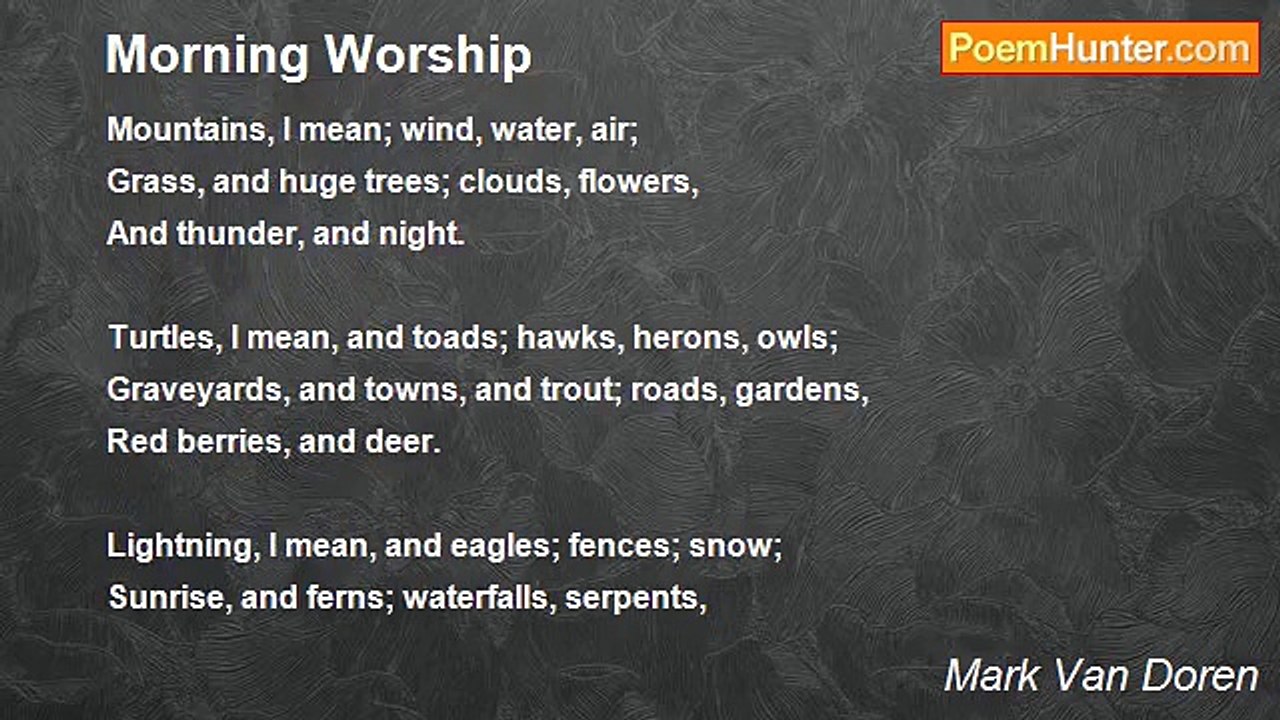 Mark Van Doren - Morning Worship