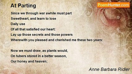Anne Barbara Ridler - At Parting