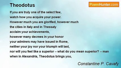 Constantine P. Cavafy - Theodotus
