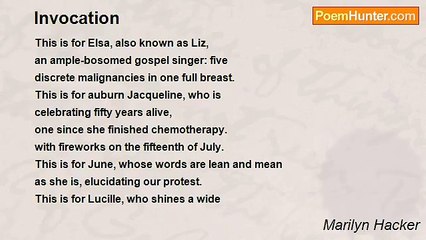 Marilyn Hacker - Invocation