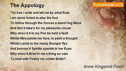 Anne Kingsmill Finch - The Appology