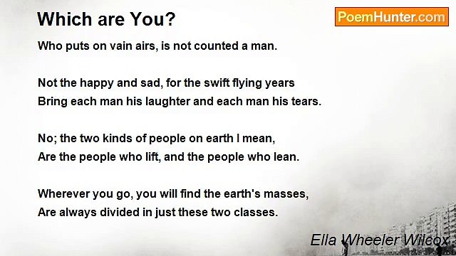 Ella Wheeler Wilcox - Which are You?