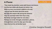 Christina Georgina Rossetti - A Pause