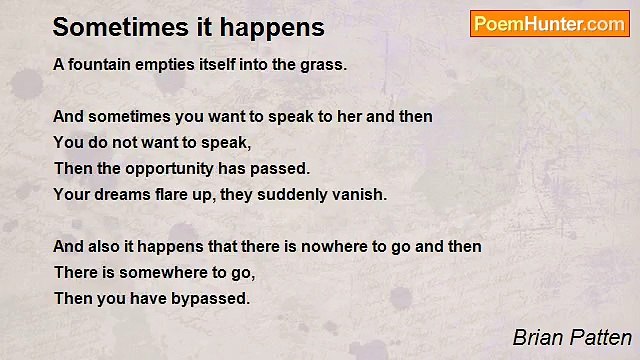 Brian Patten - Sometimes it happens