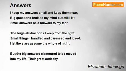 Elizabeth Jennings - Answers