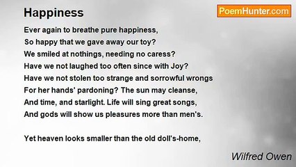 Wilfred Owen - Happiness