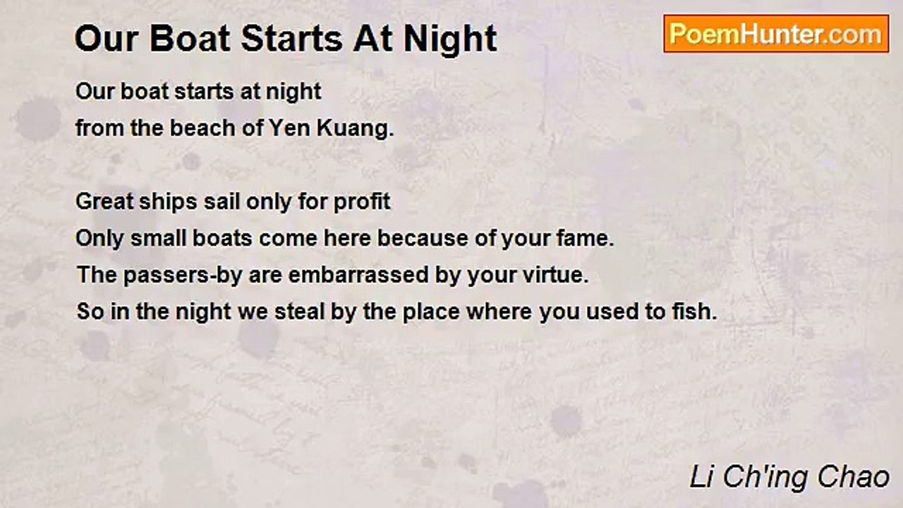 Li Ch'ing Chao - Our Boat Starts At Night