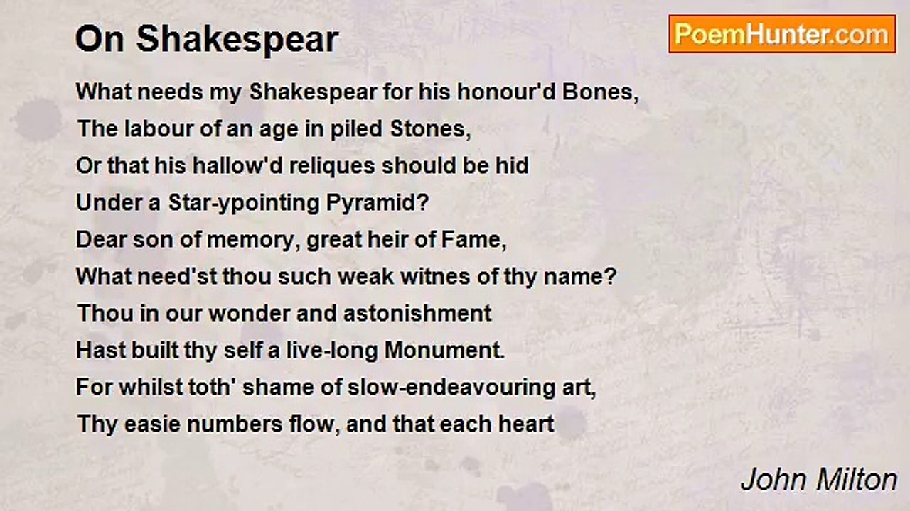 John Milton - On Shakespear