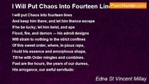 Edna St Vincent Millay - I Will Put Chaos Into Fourteen Lines