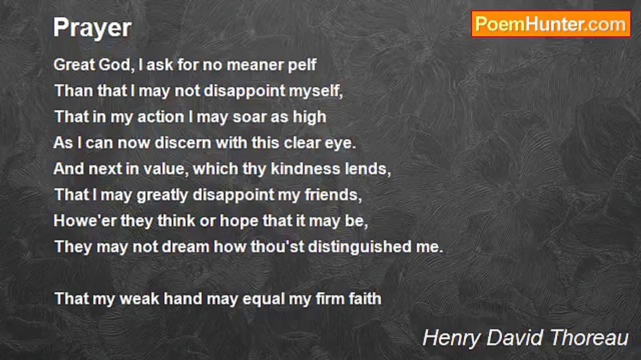 Henry David Thoreau - Prayer
