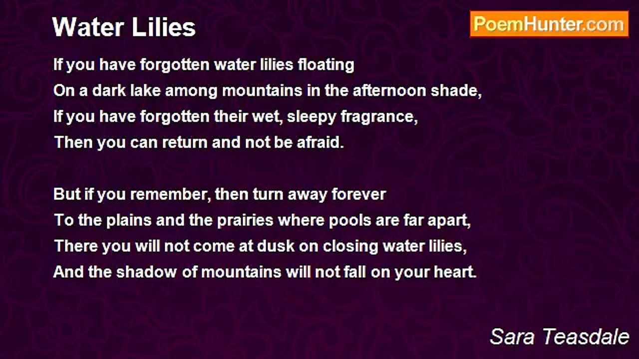 Sara Teasdale - Water Lilies