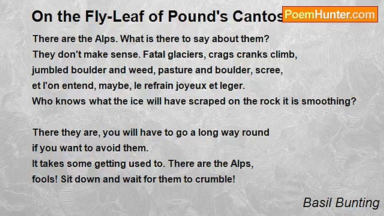 Basil Bunting - On the Fly-Leaf of Pound's Cantos