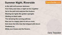 Sara Teasdale - Summer Night, Riverside