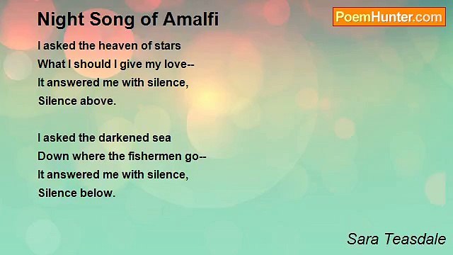 Sara Teasdale - Night Song of Amalfi