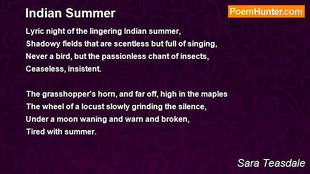 Sara Teasdale - Indian Summer