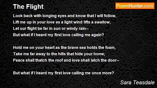 Sara Teasdale - The Flight