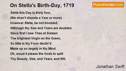Jonathan Swift - On Stella's Birth-Day, 1719