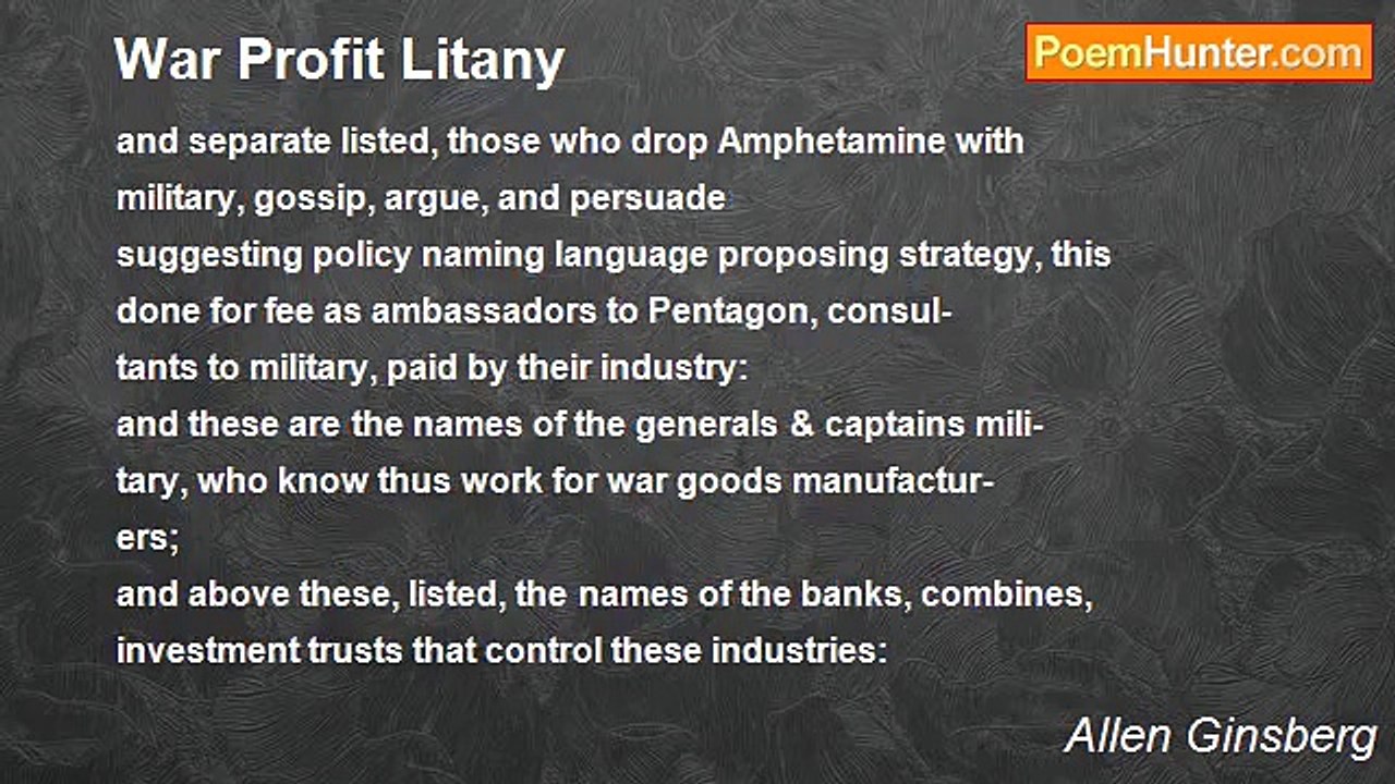 Allen Ginsberg - War Profit Litany