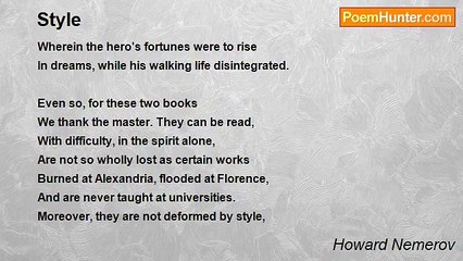 Howard Nemerov - Style