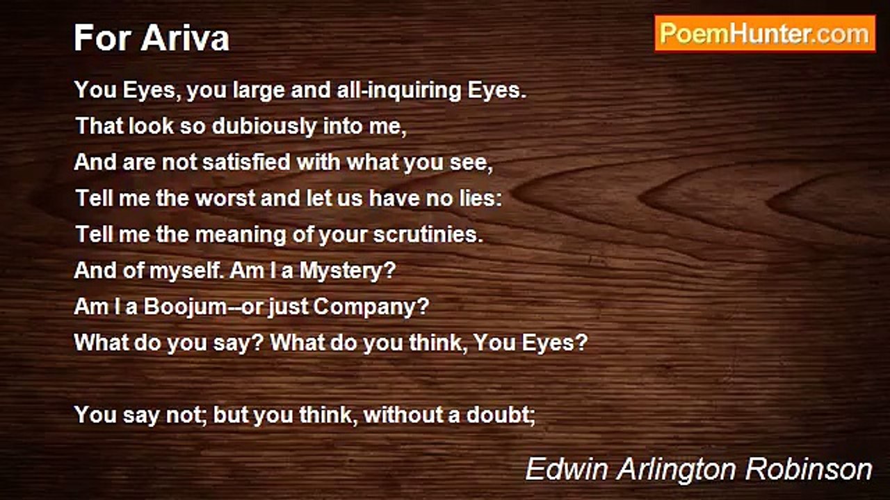 Edwin Arlington Robinson - For Ariva