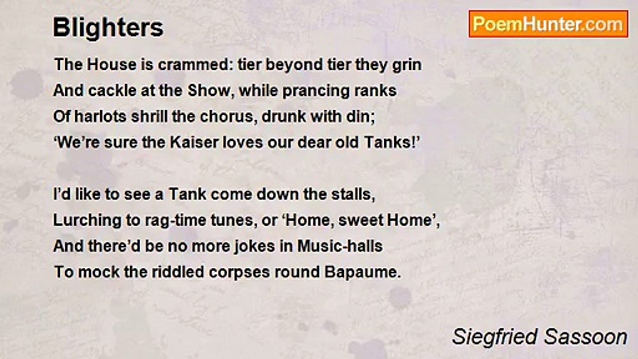 Siegfried Sassoon - Blighters