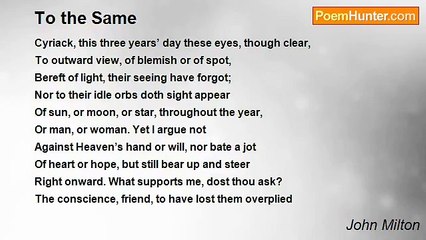 John Milton - To the Same