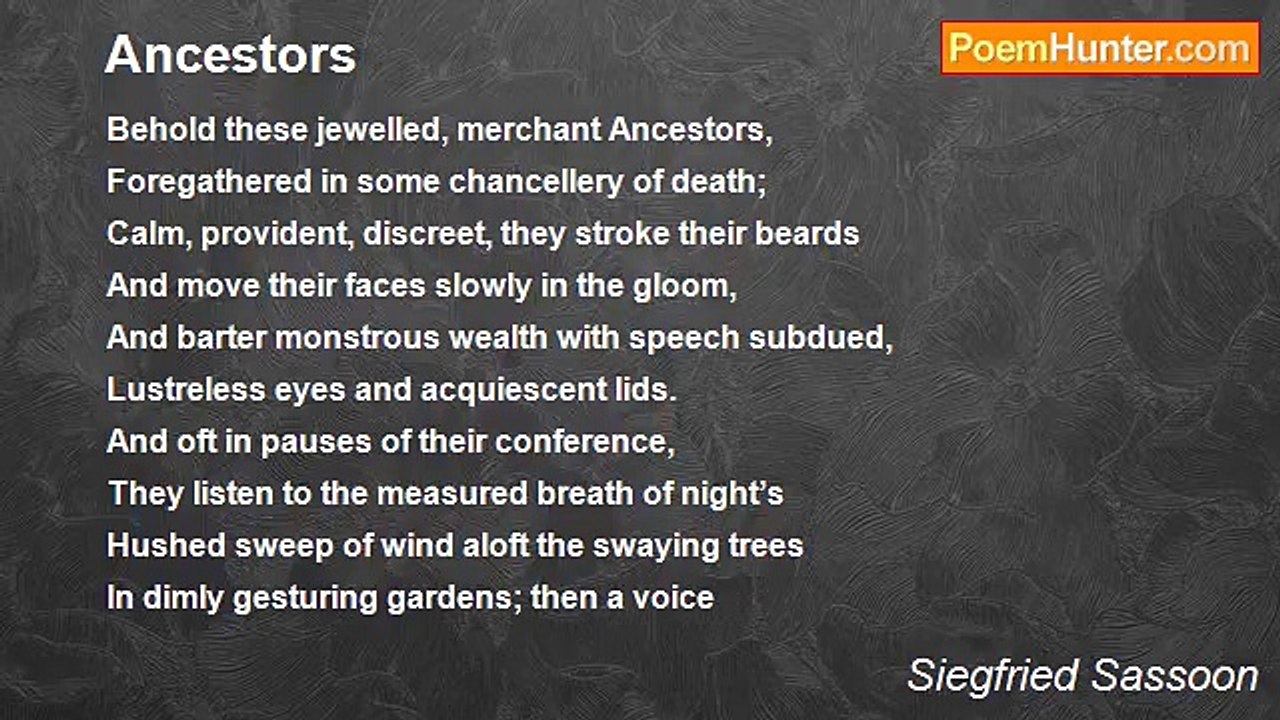 Siegfried Sassoon - Ancestors