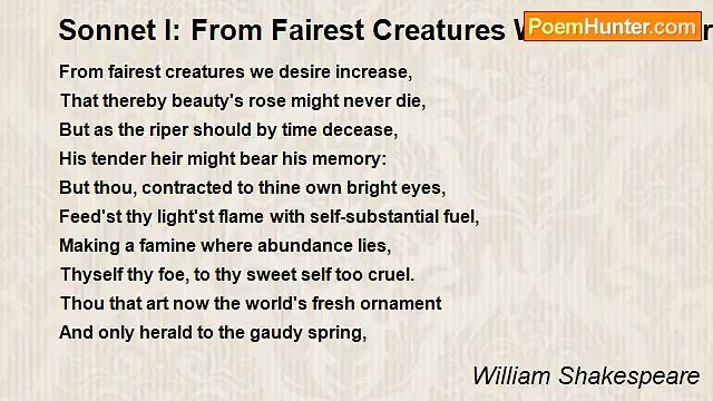 William Shakespeare - Sonnet I: From Fairest Creatures We Desire Increase