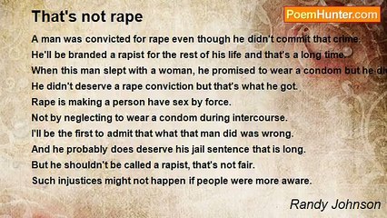 Randy Johnson - That's not rape