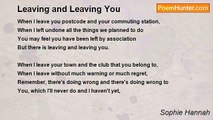 Sophie Hannah - Leaving and Leaving You