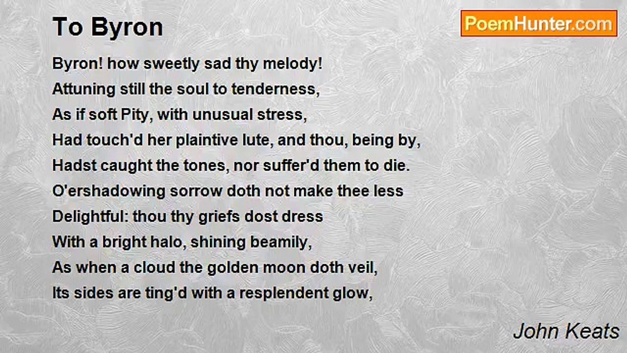 John Keats - To Byron