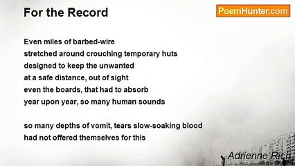 Adrienne Rich - For the Record