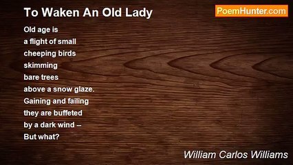 William Carlos Williams - To Waken An Old Lady