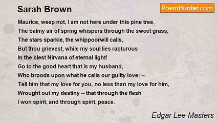 Edgar Lee Masters - Sarah Brown